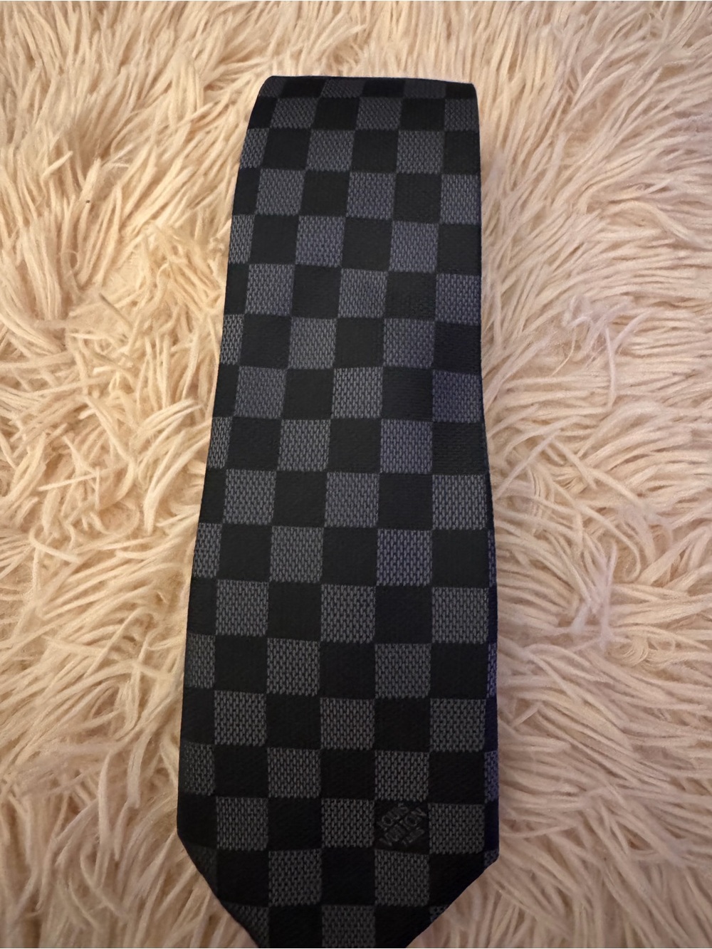 Louis Vuitton Black and Gray Damier Tie